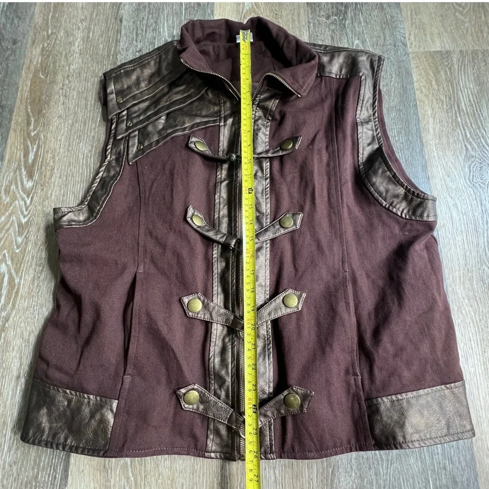 Spirit Halloween Steampunk Vest Mens XL Brown Metallic Toggle Zipper Costume